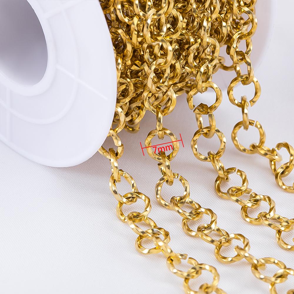 1Meter Embossing 304 Stainless Steel 7mm Oval Shape Handmade Chains for DIY Craft Necklace Bracelets Jewelry Making Accessories