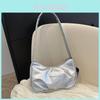 Silver Woman Shoulder Bag With Wrinkled Pu Material For Daily Casual Use