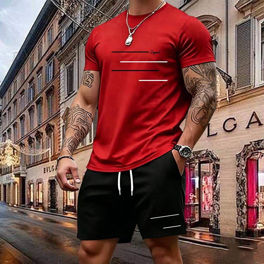 Men's Two-piece Sportswear Short-sleeved T-shirt and Pants Set Running and Fitness Sportswear Summer 2026 Big Discount