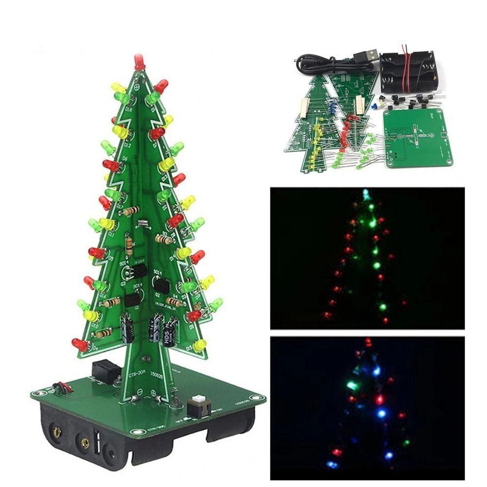 

3D Red/Green/Yellow 7 Colors Christmas Tree Electronic Set Circuit Kit Flash LED Tree