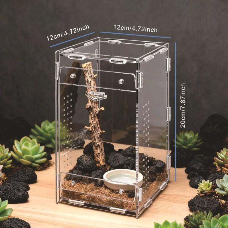 Transparente Reptilien Haustier Zuchtbox Haustier Futterbox für Eidechsen Seidenraupen Skorpione Kleine Reptilien Box