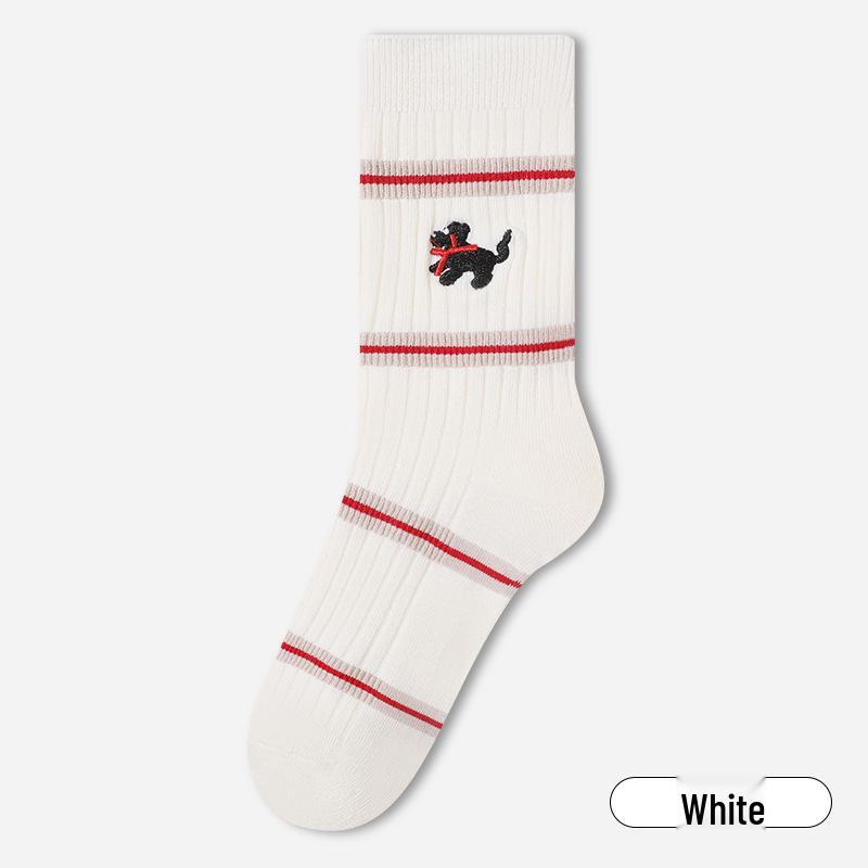 

Женские полосатые носки-скранчи с мультяшными животными - Модный спортивный стиль до середины икры One Size белый