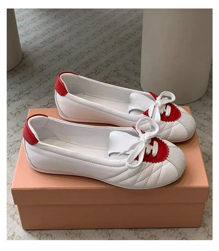 Home Forrest Gump training shoes 2025 spring and summer new French ballet flats round head lace-up splicing single shoes women