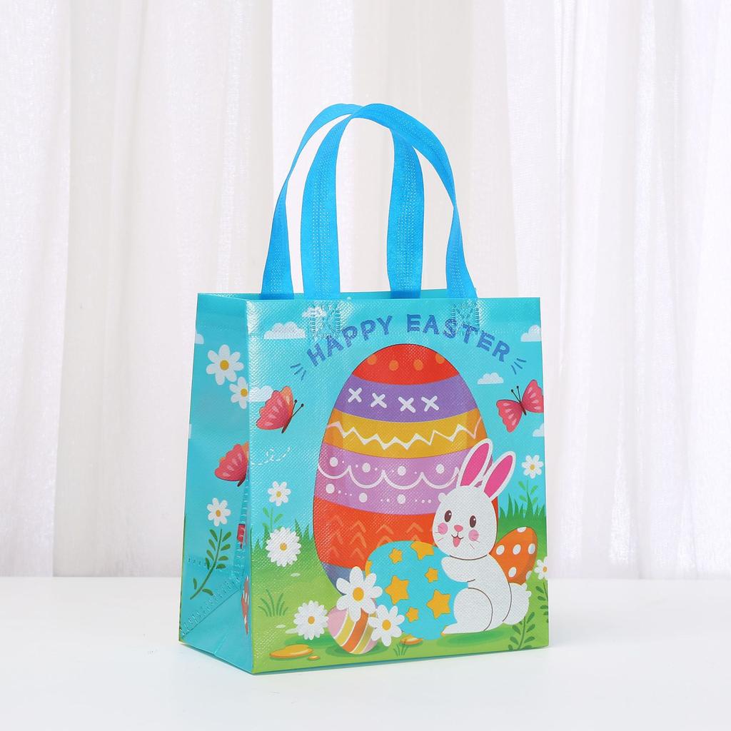 12/30pcs Easter Celebration Non Woven Tote Bags Eco-Friendly and Reusable Bunnies Eggs Florals Pattern Candy Container