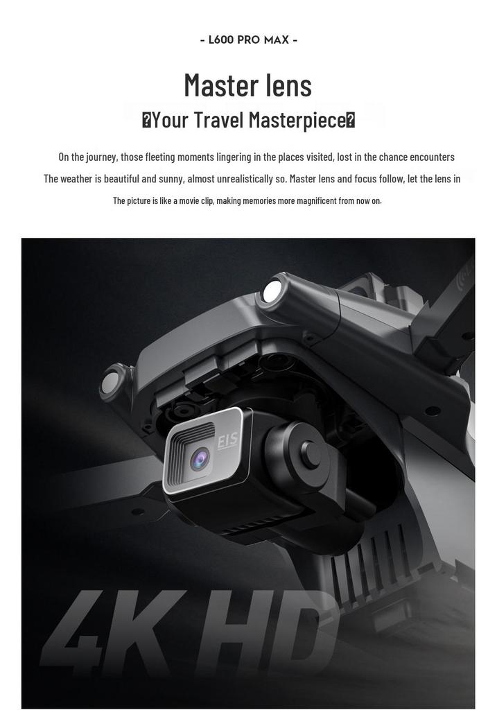 L600 PRO MAX Drone: Three-Axis Gimbal, Electronic Stabilization, Anti-Shake, Laser Obstacle Avoidance.