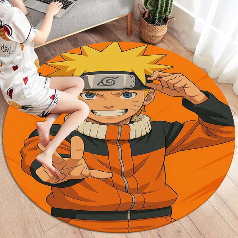 Naruto Poster Round Area Rug Carpet Rug For Living Room Bedroom Sofa Playroom Decor Nonslip Floor Mat
