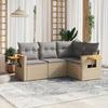 VidaXL Garden Lounge Set with Cushions 4 Pcs Beige Braided Resin 3226773