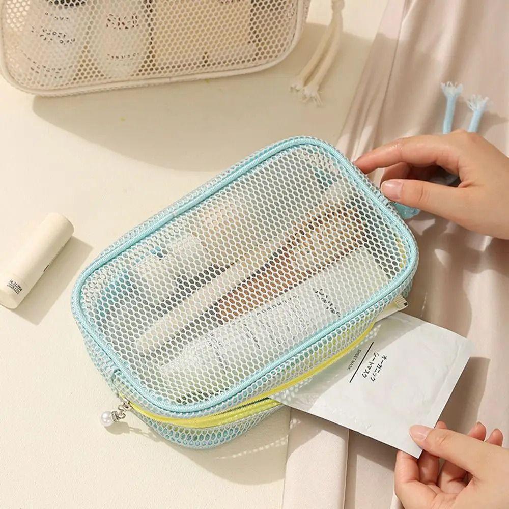 Atmungsaktive Netztasche für Toilettenartikel, tragbar, große Kapazität, Reise-Make-up-Organizer für Frauen