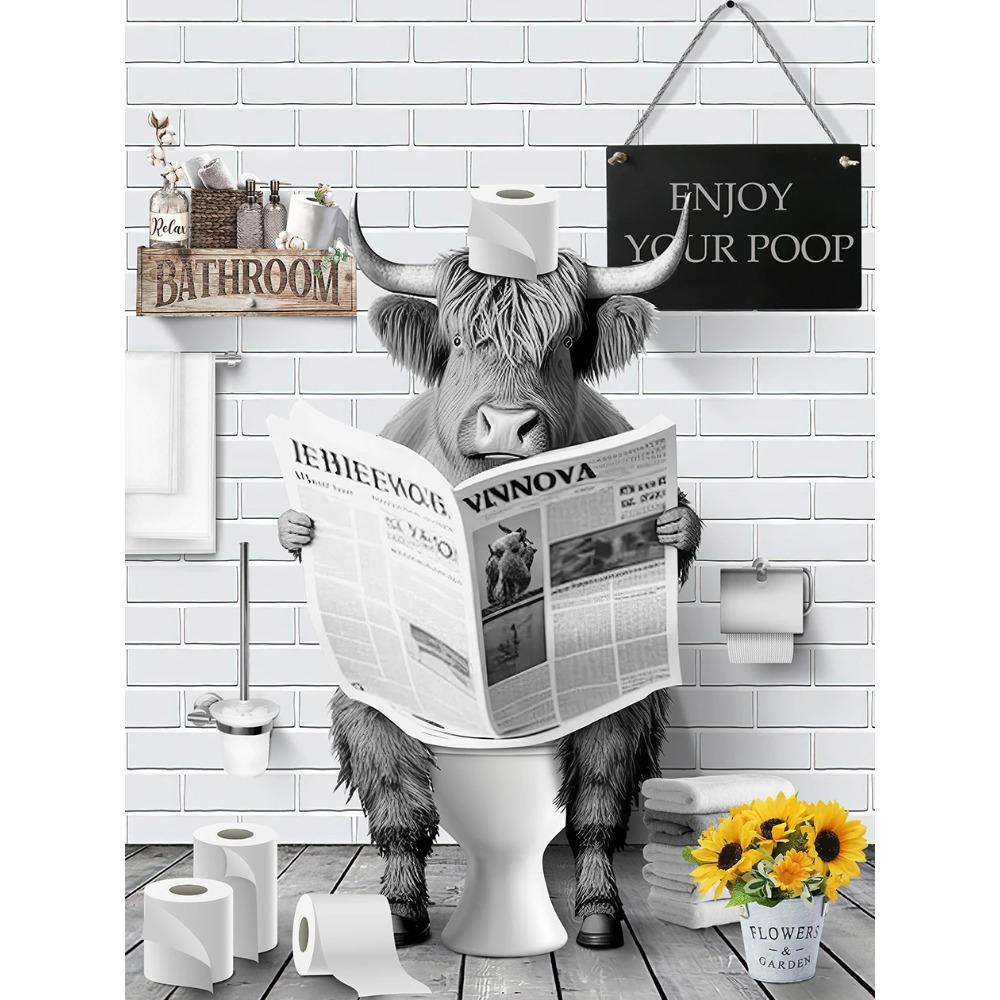 

Famous Buildings Background Funny Cow Bathroom Canvas Prints Cute Sunflower Highland Cow In Bathtub Prints Wall Art Posters 21X30CMNo Framed