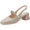Spring/Summer 2025 Women's Pointed-Toe Mary Jane Sandals - French Fairy Style, Retro Chunky Mid-Heel Evening Shoes