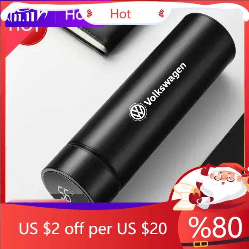 New Stainless Thermos Bottle LED Intelligent Temperature Measurement For Volkswagen Polo Golf Tiguan Passat Sharan Amarok T