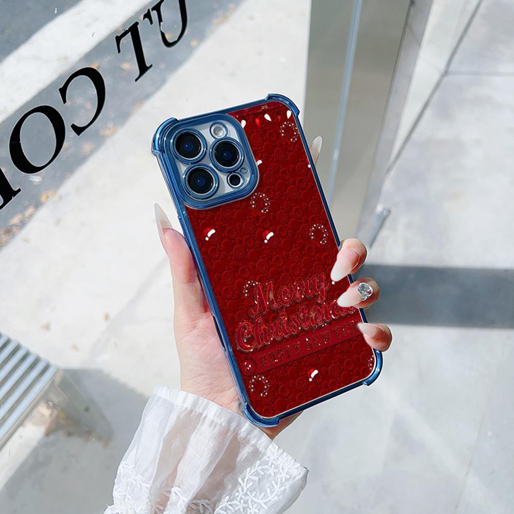 Ae114 Merry Christmas Christmas tree art Electroplated TPU Phone Cases for Samsung A54 A12 A14 S22 S23 S24 Ultra A55 A15 Four Corner Protection Cover