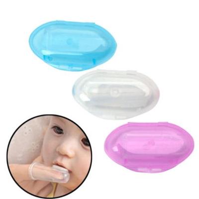 1 unidad/lote Niños Bebé Cepillo de Dientes de Dedo de Silicona Suave Dientes Masajeador de Encías Cepillo Caja
