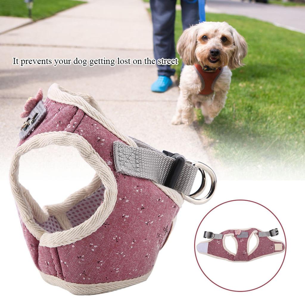 Cotton Blend Breathable Pet Cat Dog Vest Chest Strap with Pulling Rope(Red, M)