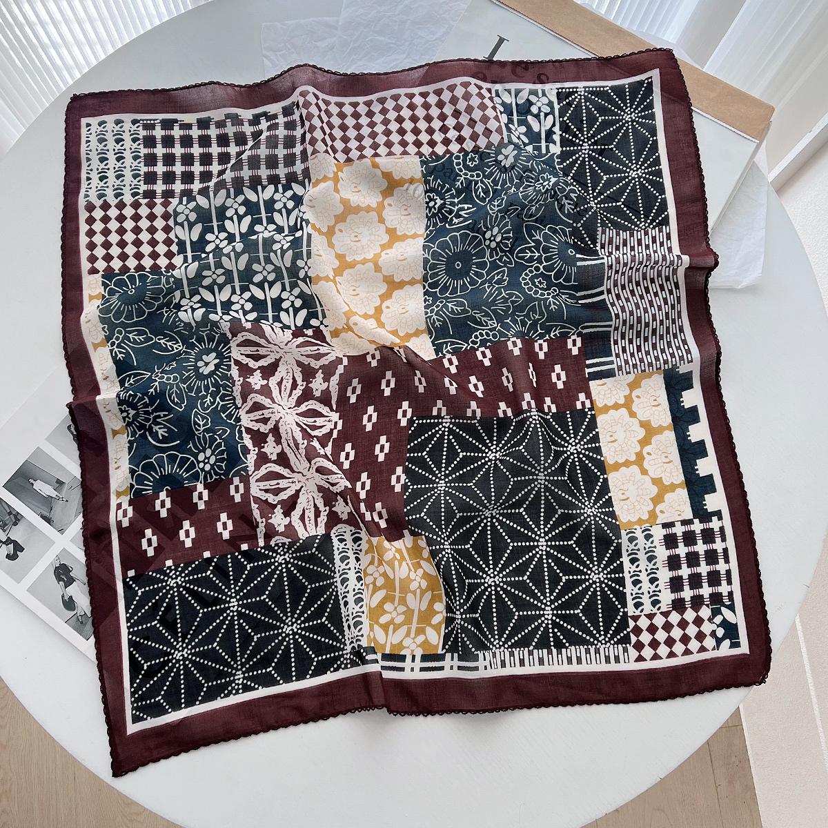 

Весенний Этнический Геометрический Форма Головной Платок Ретро Стиль Сумка Повязка на Голову Шелковый Шарф Универсальный Головной Убор Женщины 60cm