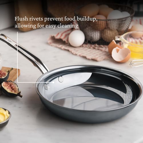 Meyer HTN-P22 22cm Stainless Steel Frying Pan with Titanium Coating, Induction Compatible, Made In Italy, "Hestan Nanobond