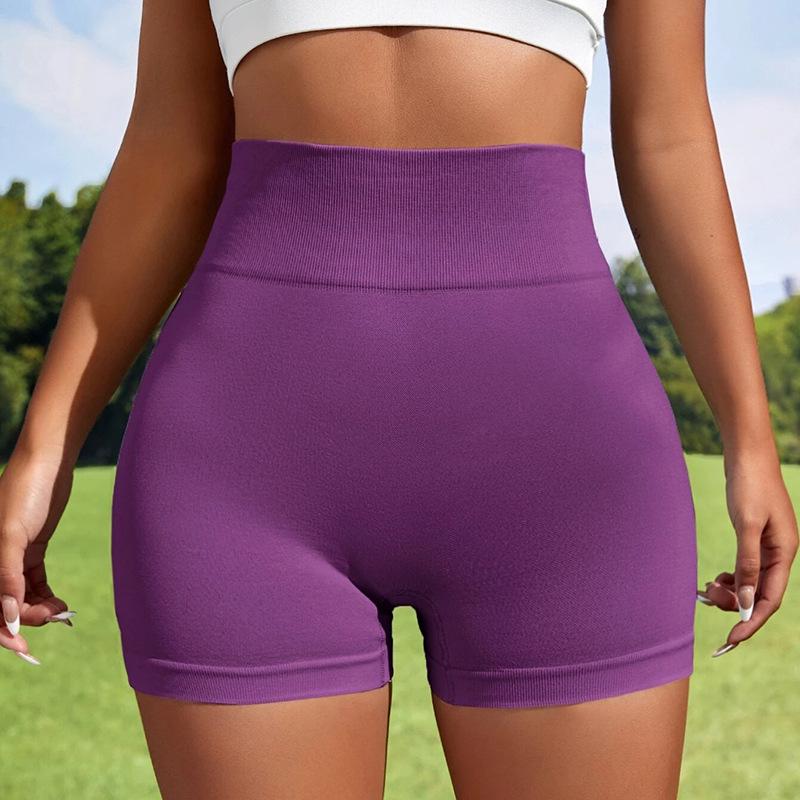 Women's High Waist Seamless Knitted Yoga Shorts - Peach Butt Three-Point Fitness & Running Shorts