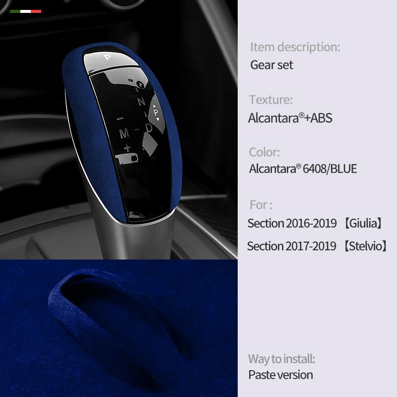 car suede leather gear shift knob cover trim frame F For Alfa Romeo Stelvio 2017 2018 Giulia 2016 2017 2018 interior decorations
