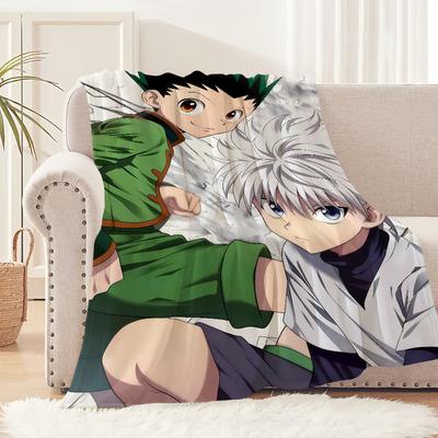 Arte de anime de cómic h-hunter h-hunter Gon killua Franela cálido confort suave manta de felpa para sofá sala de estar dormitorio viaje regalo