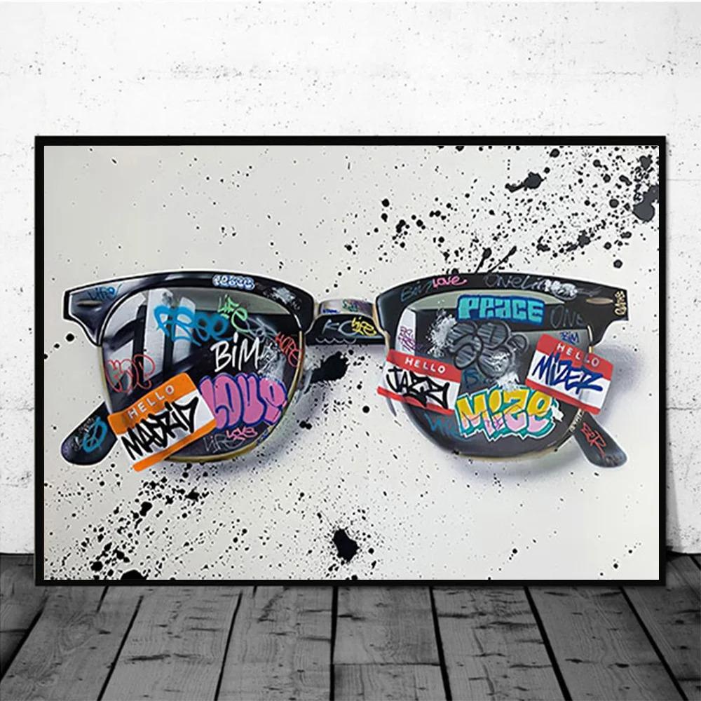 Street Graffiti Abstract Wall Art Poster Sneakers Gestures Love Hearts Lips Pop Mural Modern Home Decor Canvas Pictures Prints