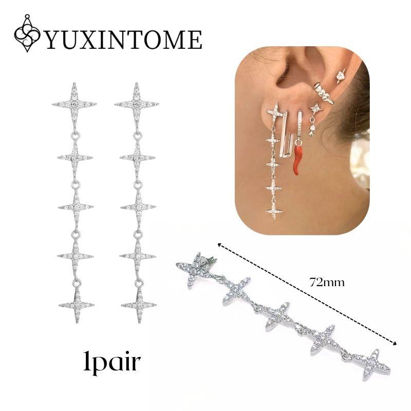 925 Silver Ear Needle Crystal White Zircon Silver Series Tassel Drop Earrings Luxury Fashion Party Jewelry Accessories
