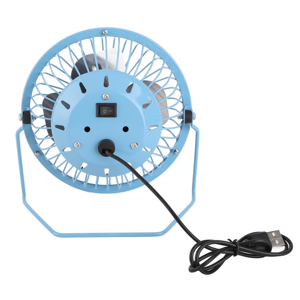 4 Inch Mini Desktop Fan USB Charging Metal Personal Small Air Circulator Cooling Fan Blue
