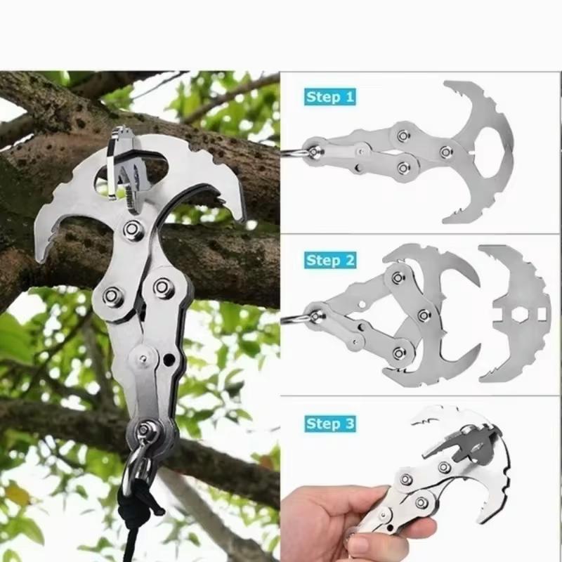Outdoor Climbing Hook Folding Grab Hook Multi Functional Stainless Steel Survival Climbing Claw Camping First Aid Equipment
