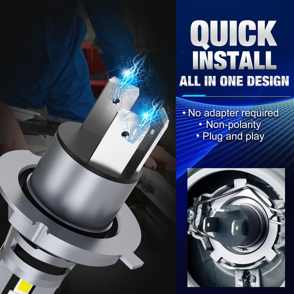 H4 Car LED Headlight Bulb CSP Fan With Canbus High & Low Beam Car Light Turbo Led Diode Lamp Auto Motorcycle CSP 6500K 12V