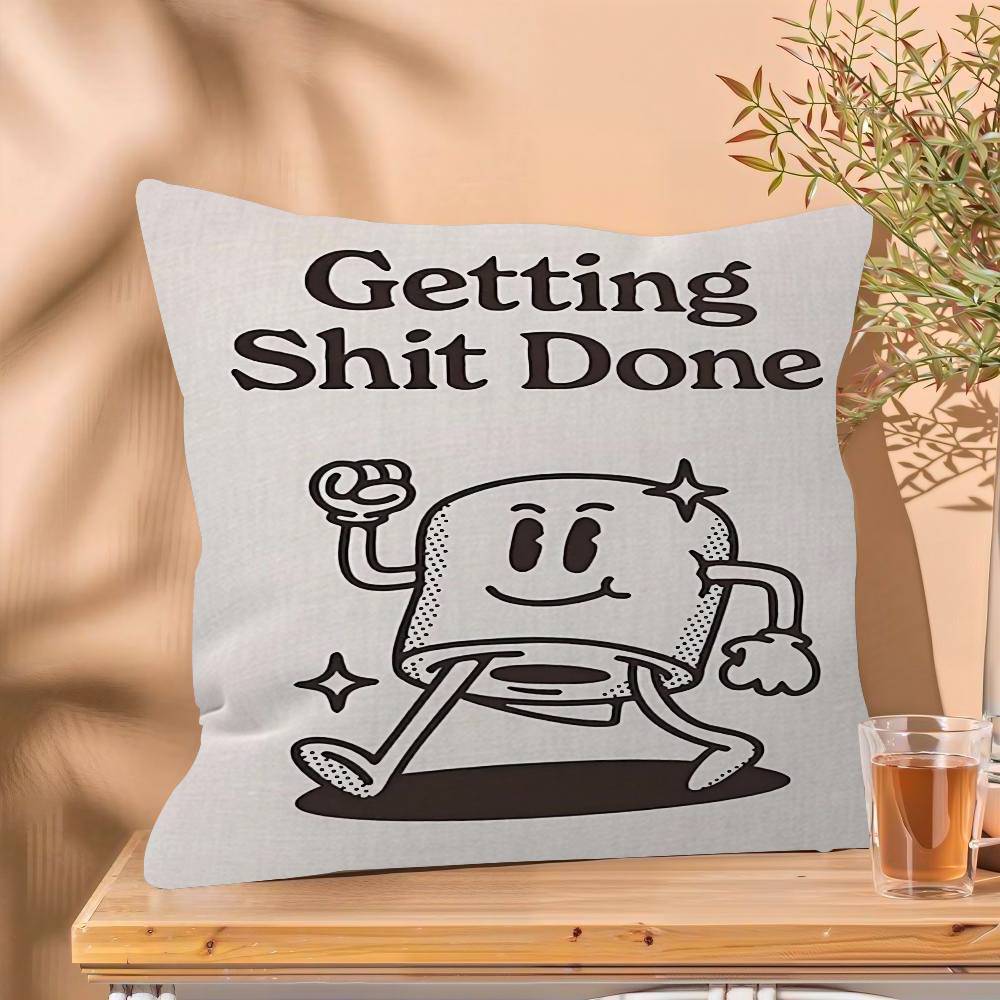 Humorous Slogan Nice Bum Cartoon Prints Pillow Cover Design Cushion Cover Decor Holiday Decorati
