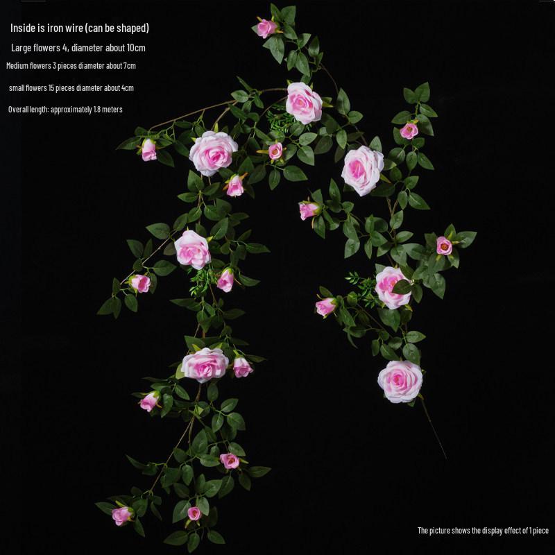 Rose Vine Artificial Flower Decor for Air Conditioner Pipes or Balcony Railings