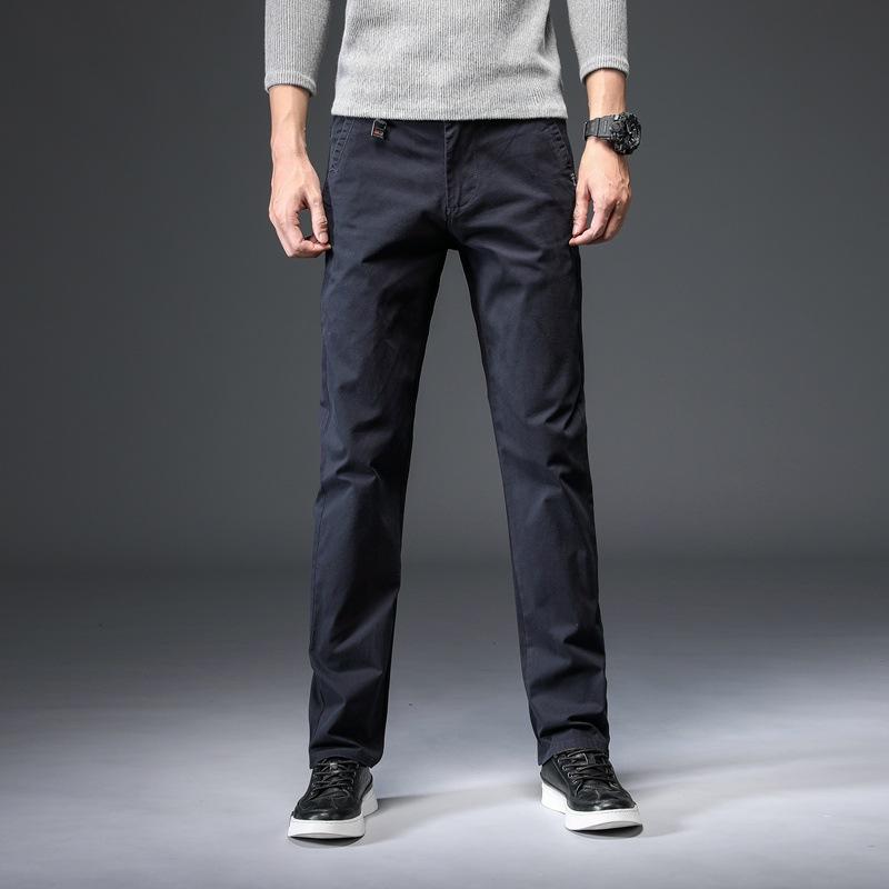 Roční období Regular Běžné Pánské Elastické Ležérní kalhoty Pánská česaná móda Všestranné Volné Rovné Jednobarevné Dlouhé kalhoty
