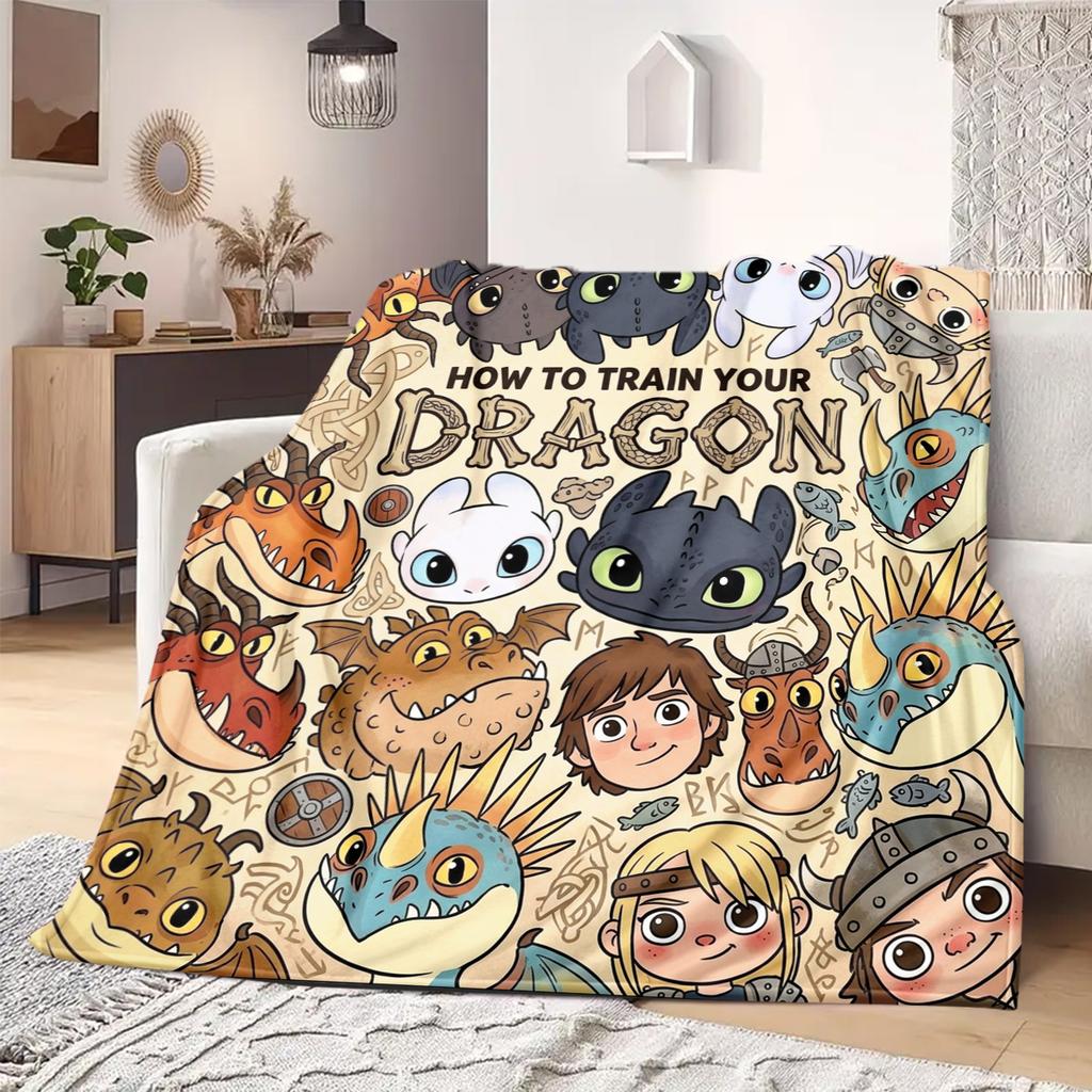 How to Train Your Dragon Flannel Blanket Adorable Print For Home Sofa Bed Chair Travel Picnic -HE37