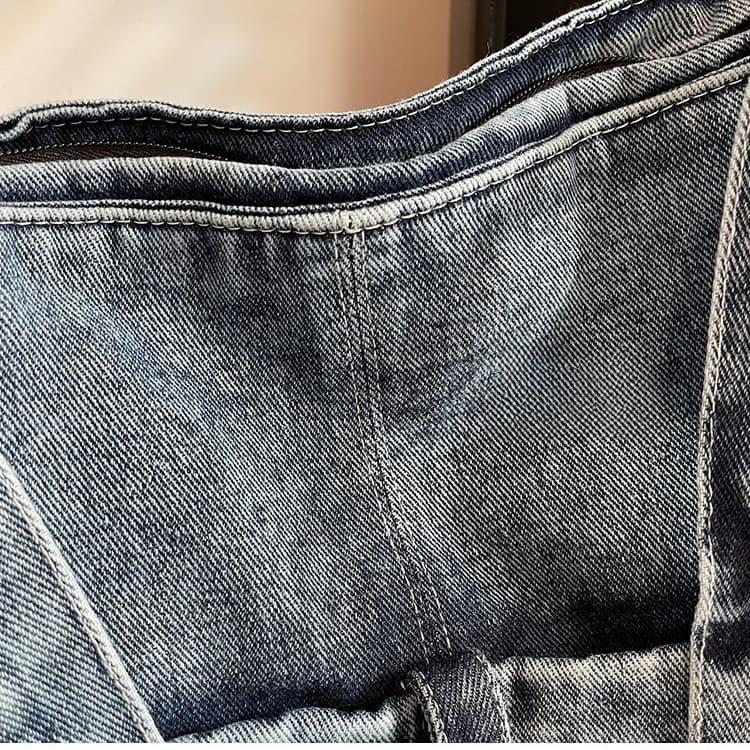 Vintage gewaschene Denim-Tasche mit großem Fassungsvermögen