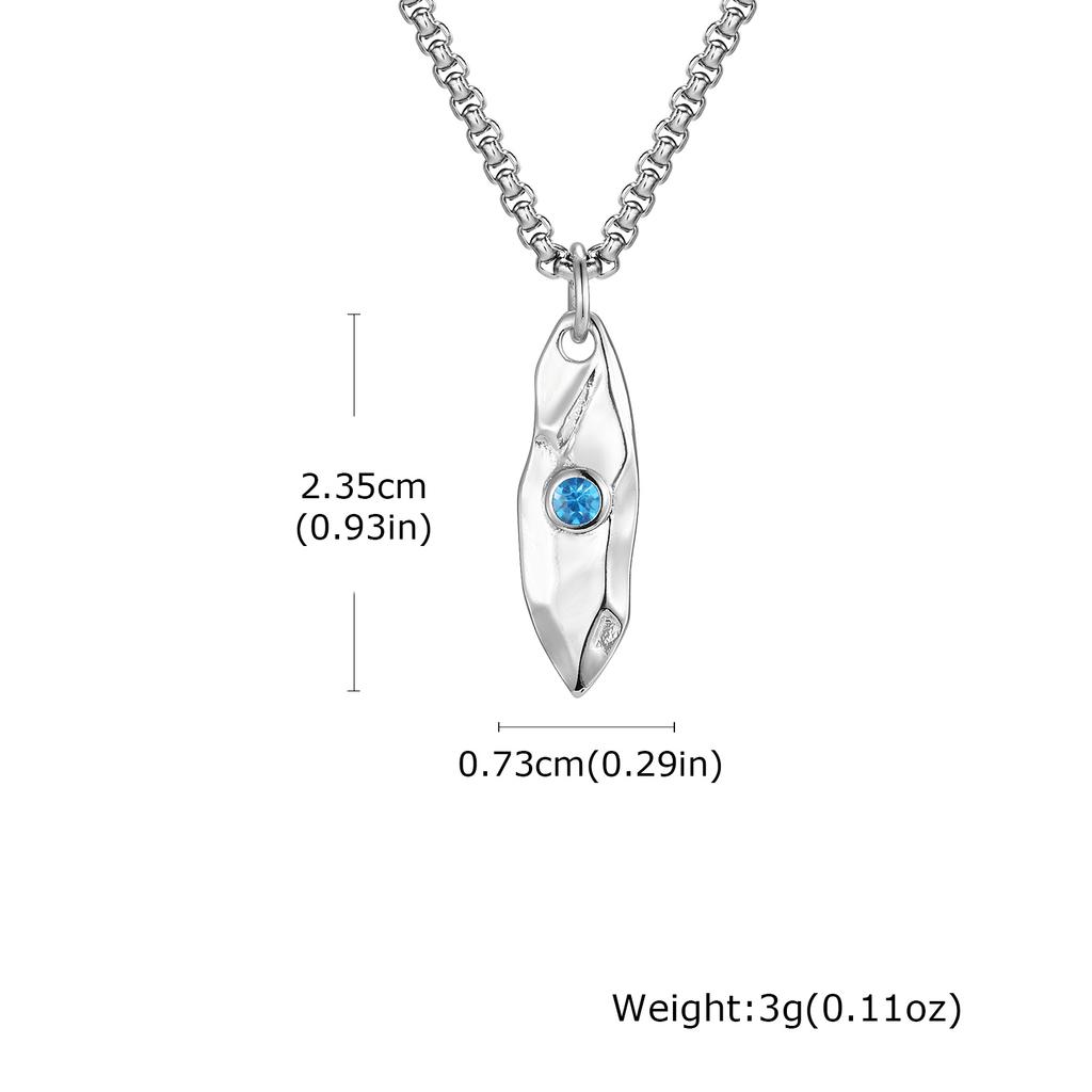 Punk Retro Wishing Stone Necklaces for Men,Trendy Blue Zircon Irregular Pendant Necklace,Vintage Ethnic Amulet Jewelry Gifts
