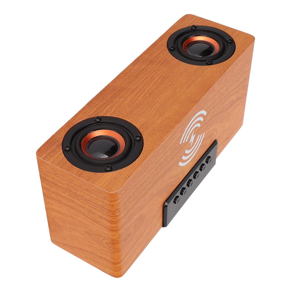 Wireless Bluetooth Speaker 10W Wireless Charging Wooden Retro Alarm Clock Speaker for Mobile Phones