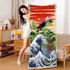 Wave Landscape Japanese Wall Art Beach Towel Bath Towels for Girl Microfiber Quick Dry Custom Sand Free Beach Yoga Spa Gym Pool