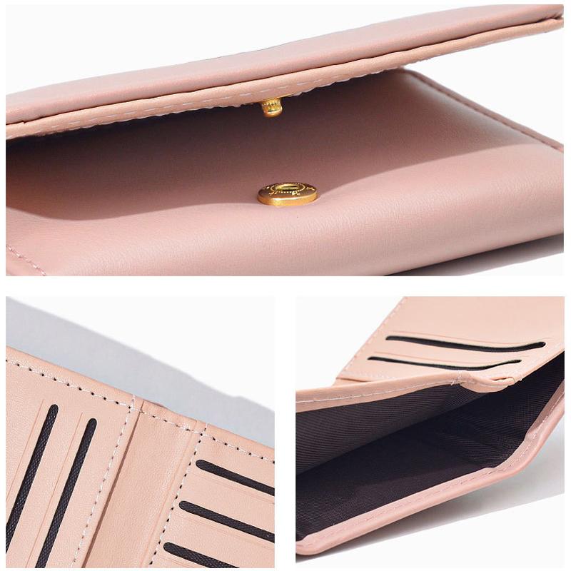 Cute Buckle Folding Wallet for Women Cartoon PU Leather Bank Card Holder Short Purse Birthday Gift for Girls Billfold