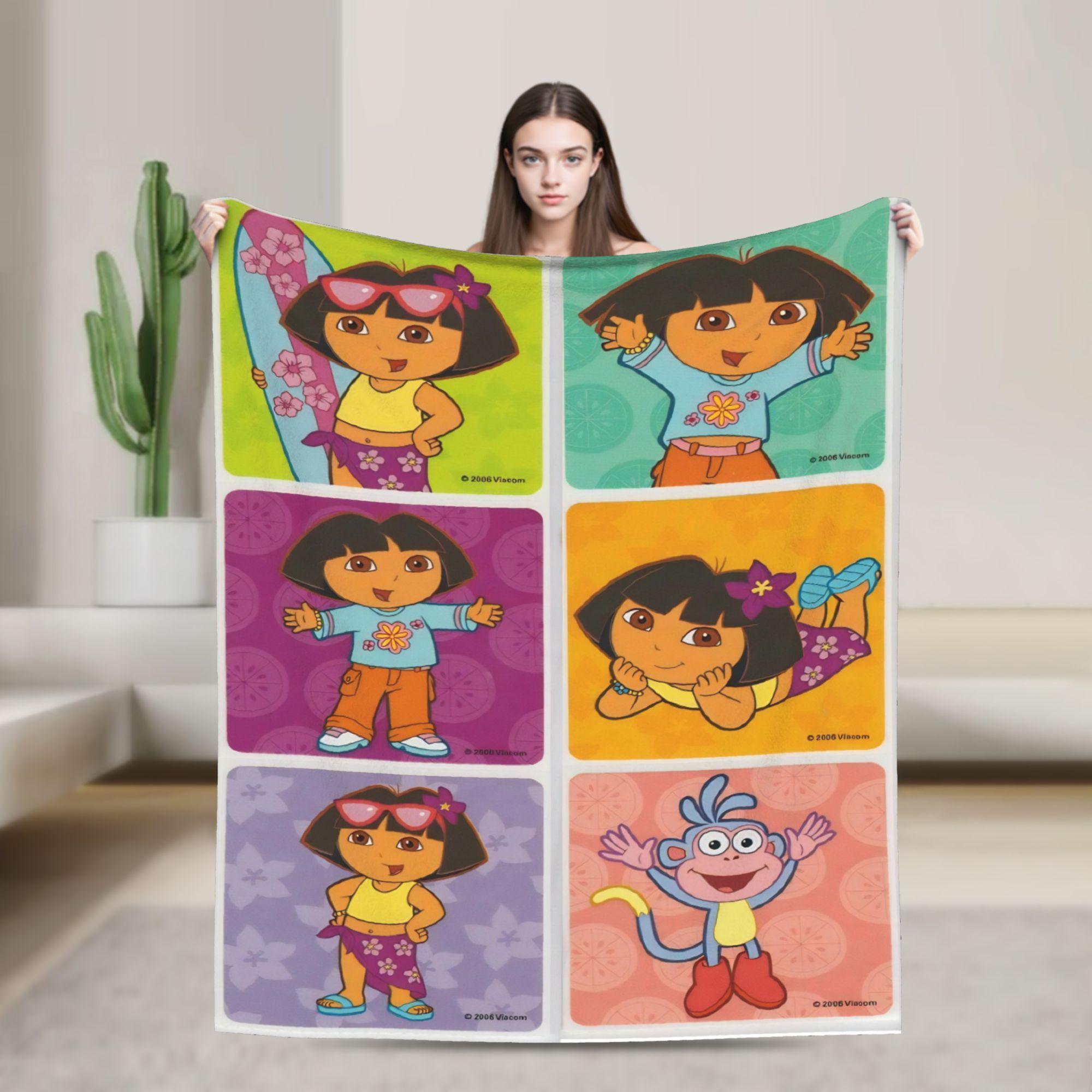 Cartoon D-Dora The E-Explorer Adventure Blanket Super Soft Funny Plush Throw Blanket For Kids Adult Flannel Bedspread Bed Cover 75x90cm