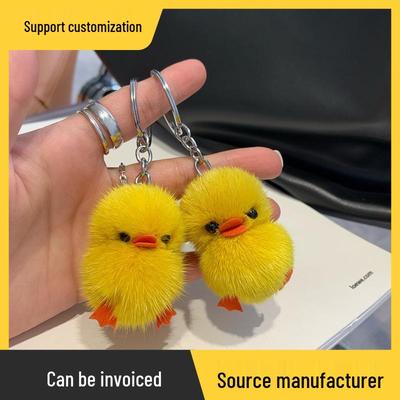 Mini Gelbe Ente Plüschfell Schlüsselanhänger Puppe - Niedlicher Rucksack Anhänger Geschenk
