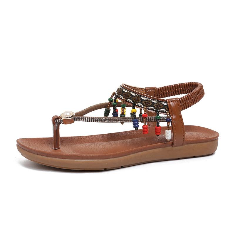 Summer 2026 Fashion Women Flats Rhinestone Plus Size Shoes for Women 36-43 Platform Elastic Band Sandals Beach Shoes