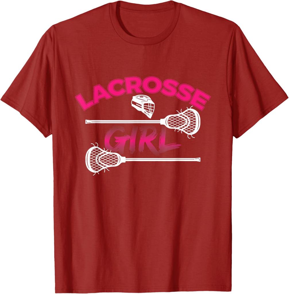 T-shirt Graphique Fille Lacrosse Respirant Manches Courtes Décontracté pour Femmes