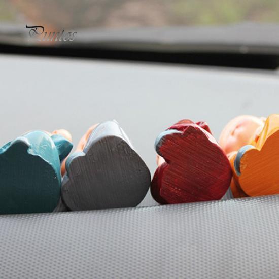 4Pcs Car Cute Cartoon Miniature Monks Micro Landscape