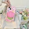 KEYSION Cute Cartoon 3D Tulip Flower Phone Case for iPhone 13 14 15 16 17 Pro Max Soft Silicone KickStand Shockproof Back Cover