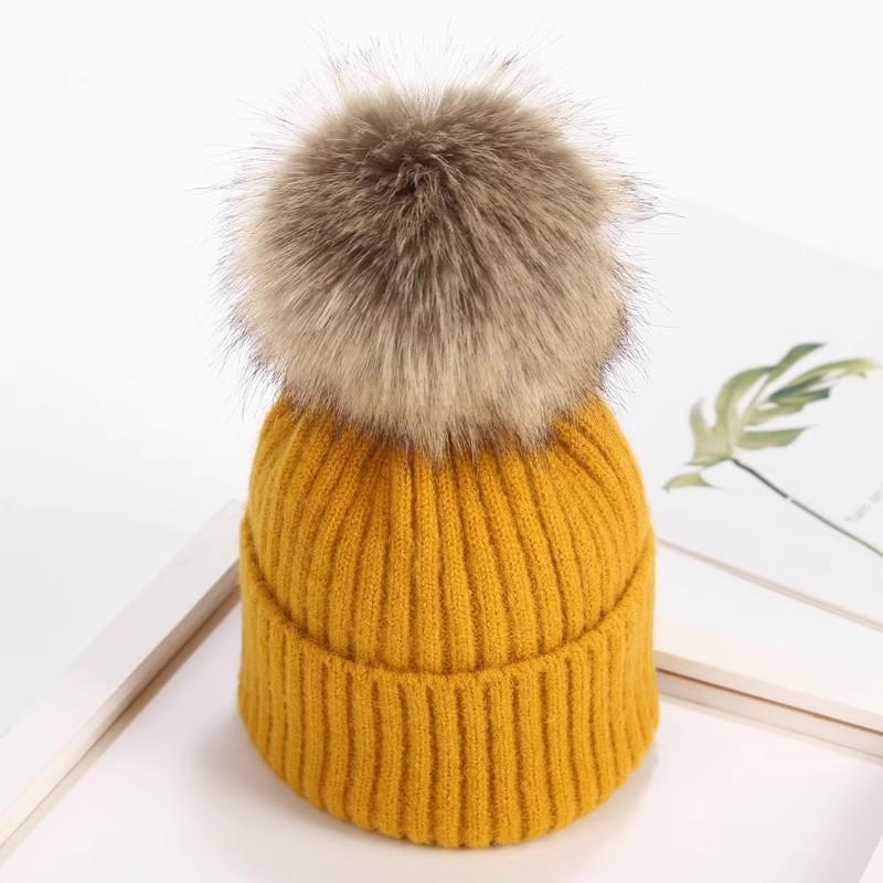 Hat Women's Winter Versatile Thickened Hairball Wool Hat Tide Student Autumn Winter Pullover Thickened Knitted Hat