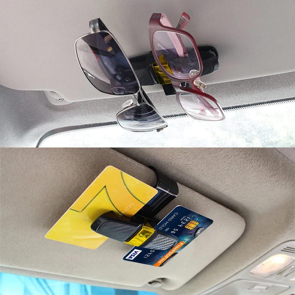2Pcs Car Sun Visor Sunglasses Ticket Card Clamp Clip Car Glasses Holder Portable ABS Eyeglasses Case Car Accessories