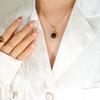 Elegant Black & White Faux Pearl Pendant Necklace for Women with Gold-Plated Titanium Steel Snake Chain