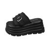 Fashion 8CM Chunky Platform Canvas Sandals Women Thick Bottom Wedges Slippers Female New Summer Non Slip Beach Shoes Woman Buckle Slides