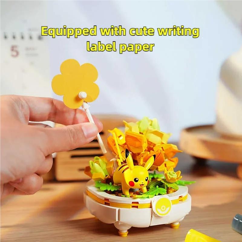 Pokemon Building Blocks Pikachu Togepi Sylveon Sprigatito Flower Plant Potted Bricks Collection Display Kids Toys Holiday Gifts