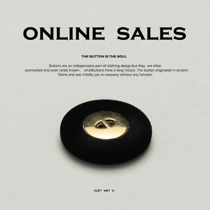 Flocking Metal Double Button Sweater Cashmere Coat Buttons Xiaoxiang Knitted Cardigan Trench Coat Decorative Buttons