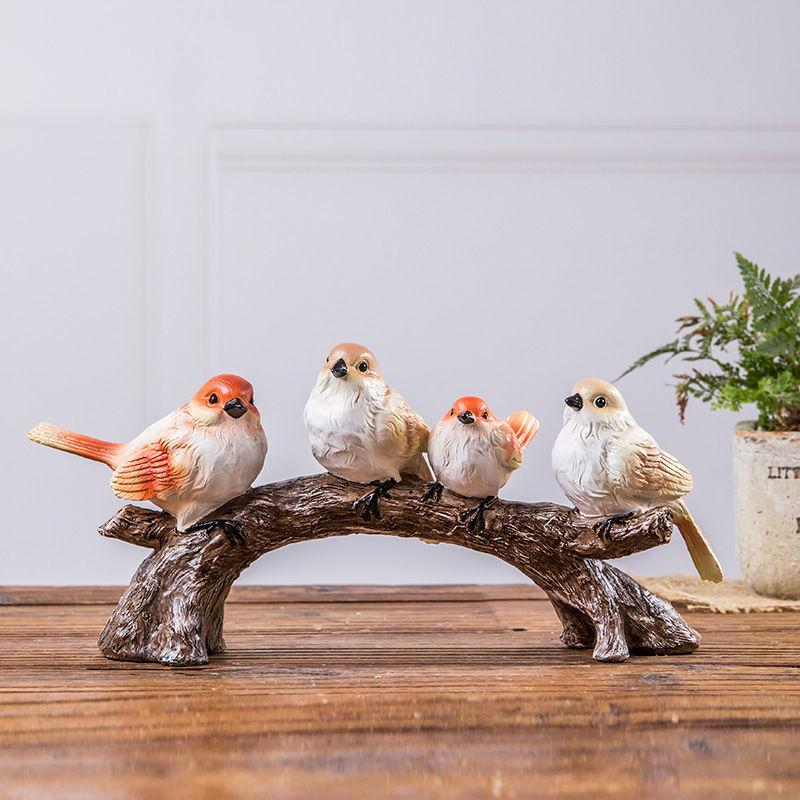 Nordic Vintage Resin Birds Statue Accessories Art Home Bedroom Desk Figurines Decoration Items Cafe Office Table Sculpture Decor